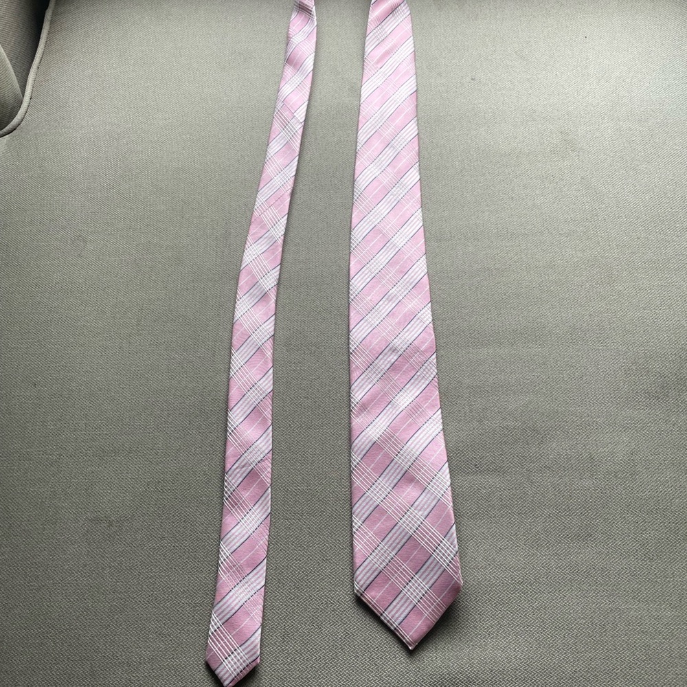 Pink Plaid Men's Tie